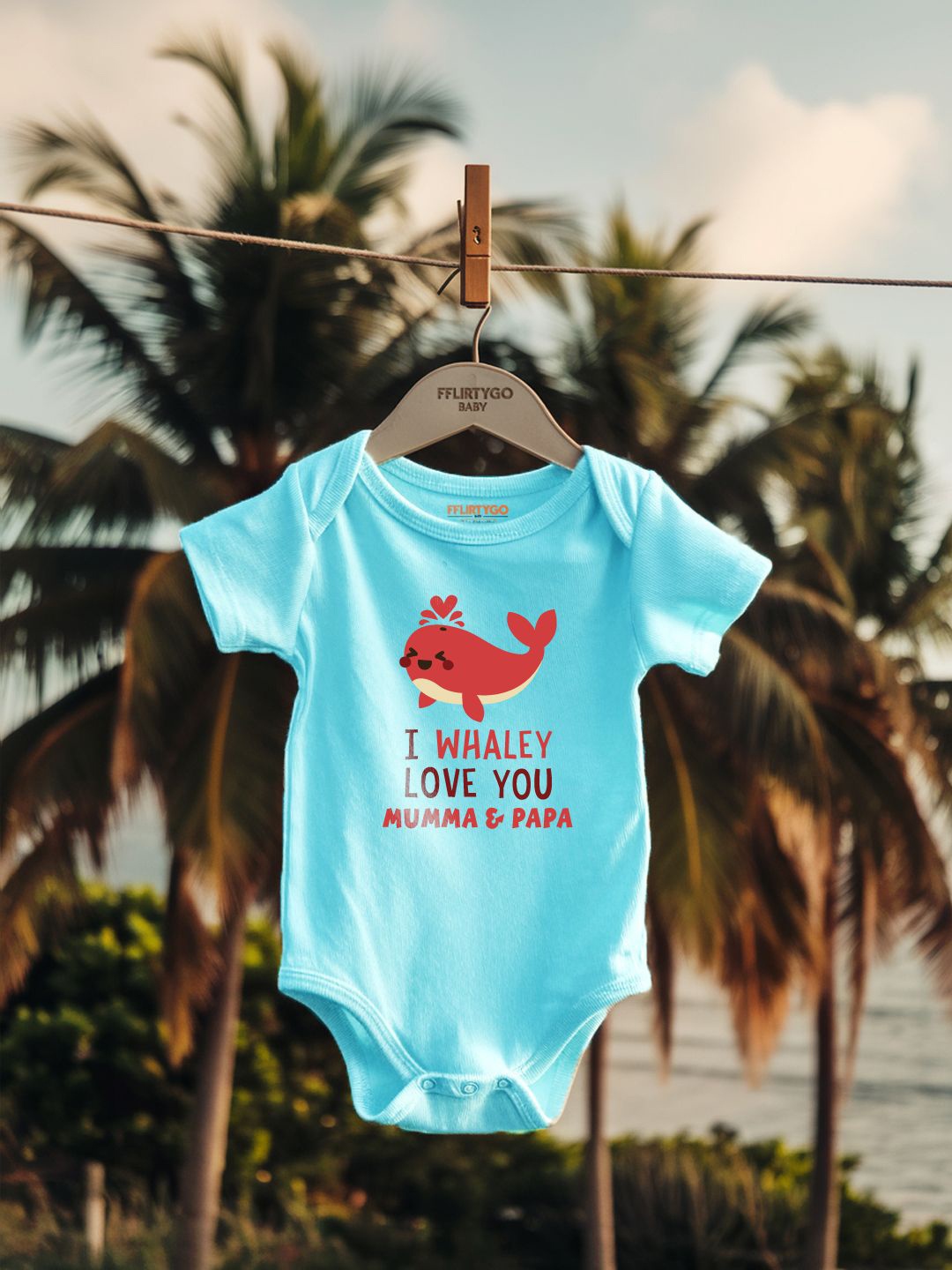 

FFLIRTYGO Infant Kids Valentine Day Printed Cotton Bodysuit, Turquoise blue