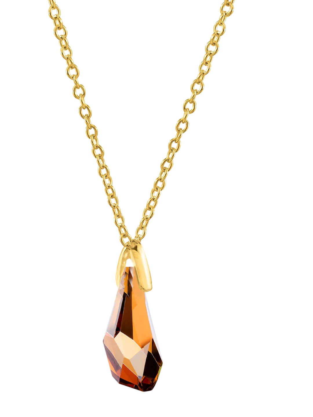 

Nipura 925 Sterling Silver Gold-Plated Cubic Zirconia Teardrop Shaped Pendant with Chain, Yellow