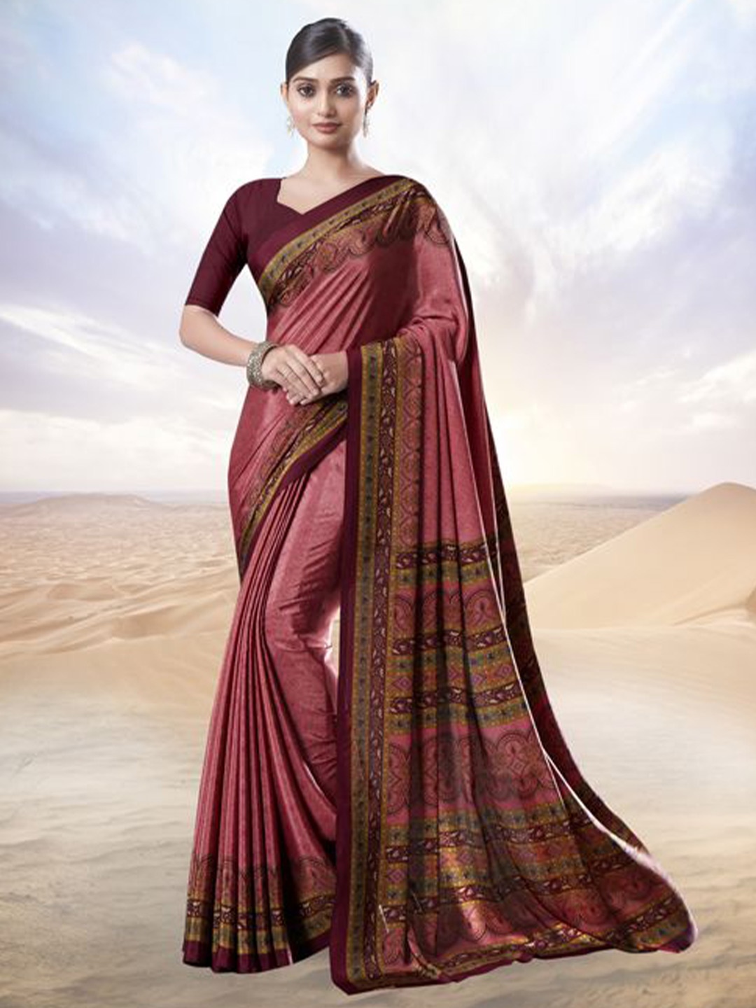 

Jaanvi Pure Crepe Saree, Pink