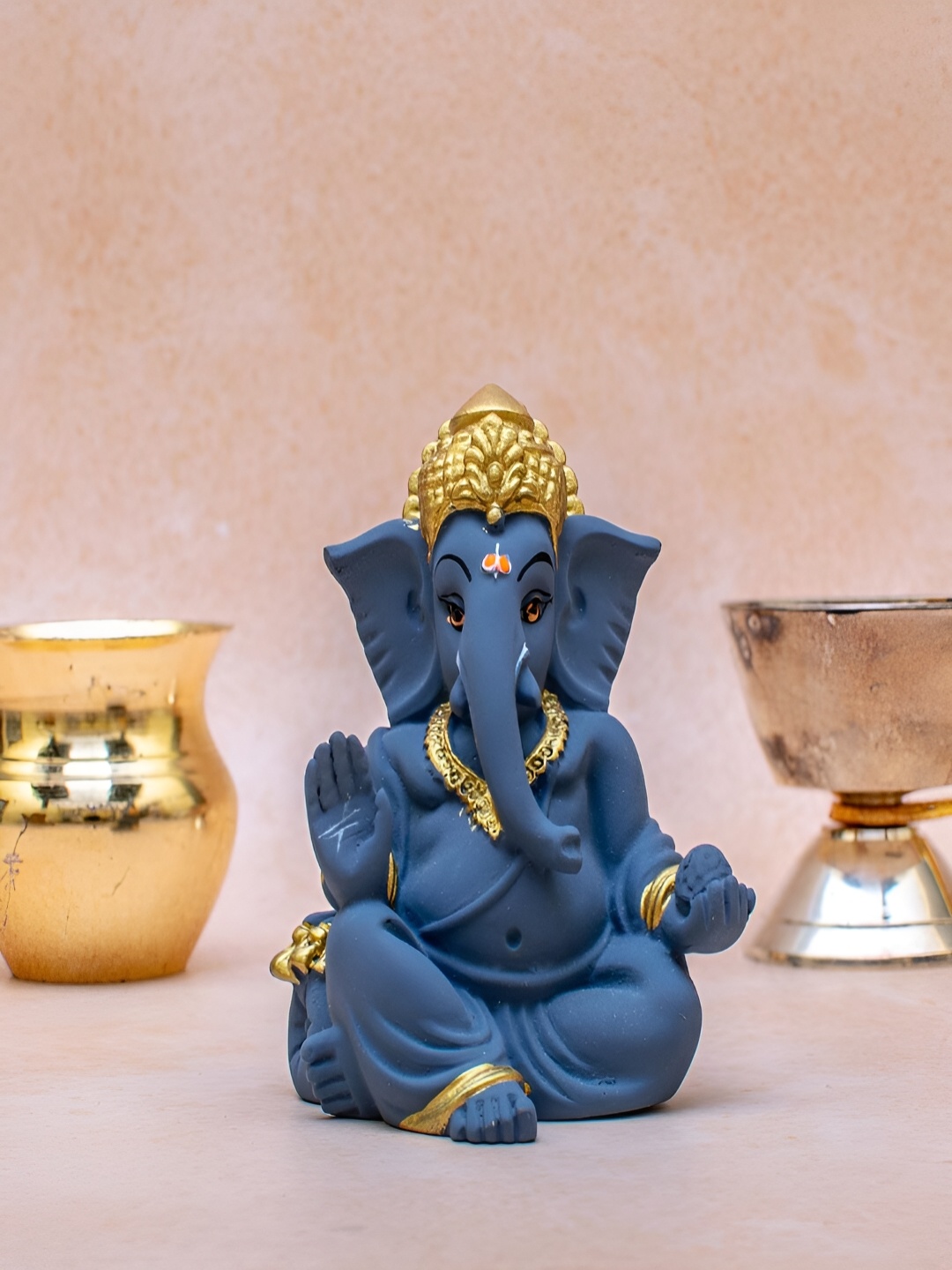 

Craftlayout Blue & GoldGanesha Idol Religious Showpiece