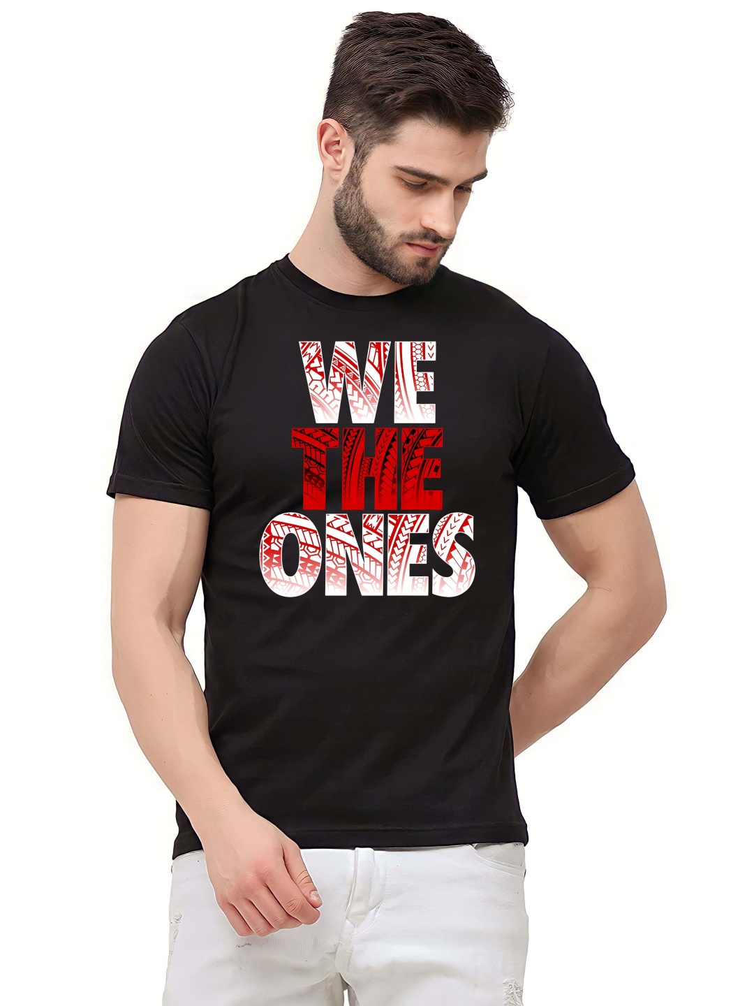 

BOWLIFESTYLE Men Typography Printed Round Neck Cotton T-shirt, Black