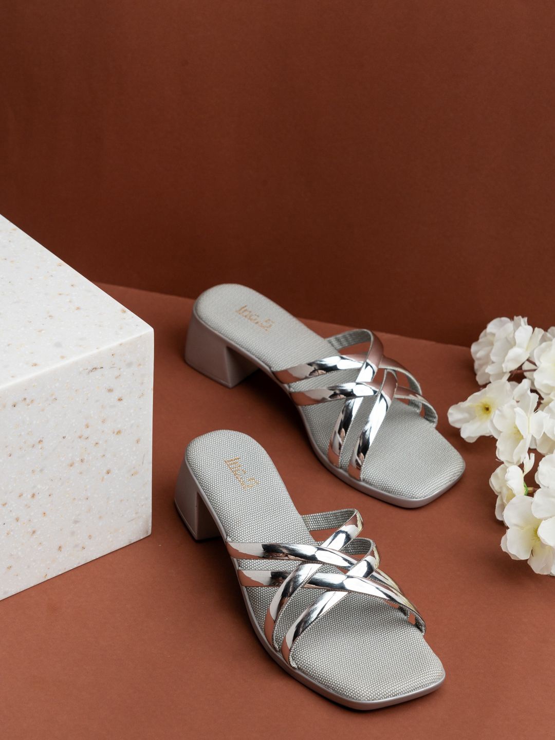 

Inc 5 Open Toe Block Heel Sandals, Silver