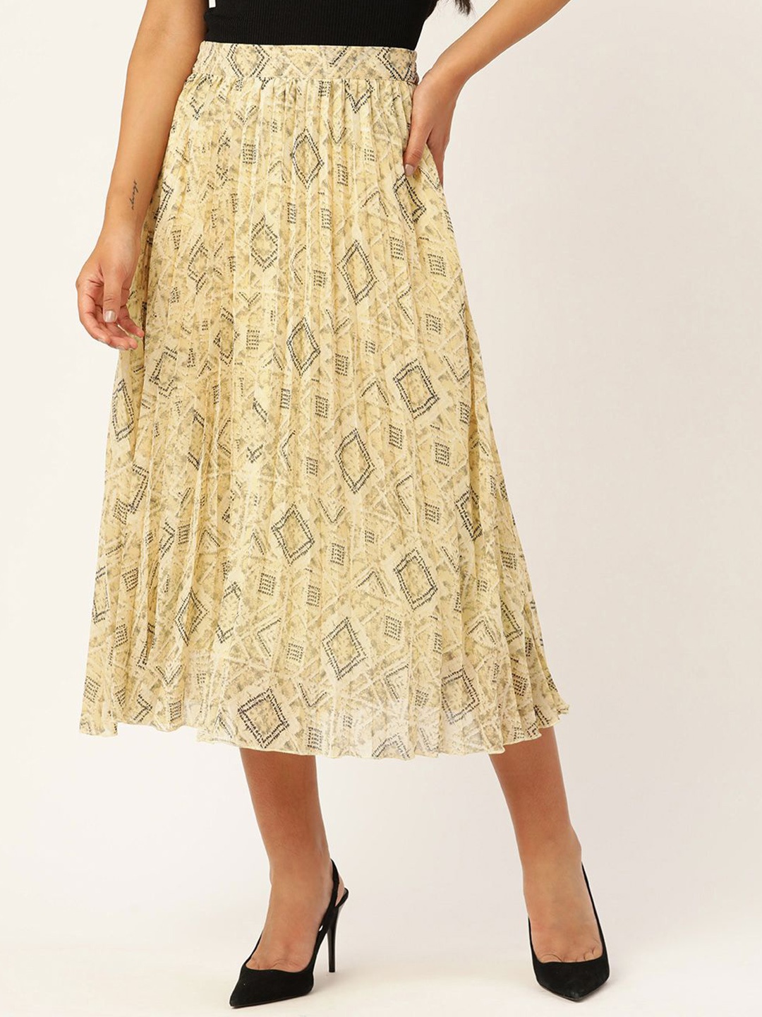 

Moda Rapido Pleated Flared Midi Skirt, Yellow