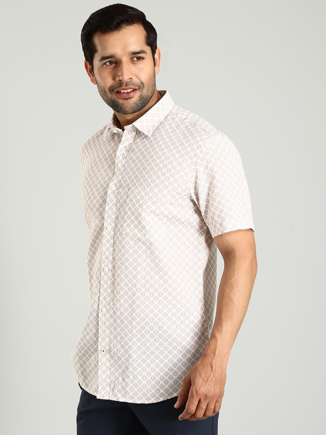 

Indian Terrain Men Classic Slim Fit Printed Cotton Shirt, White