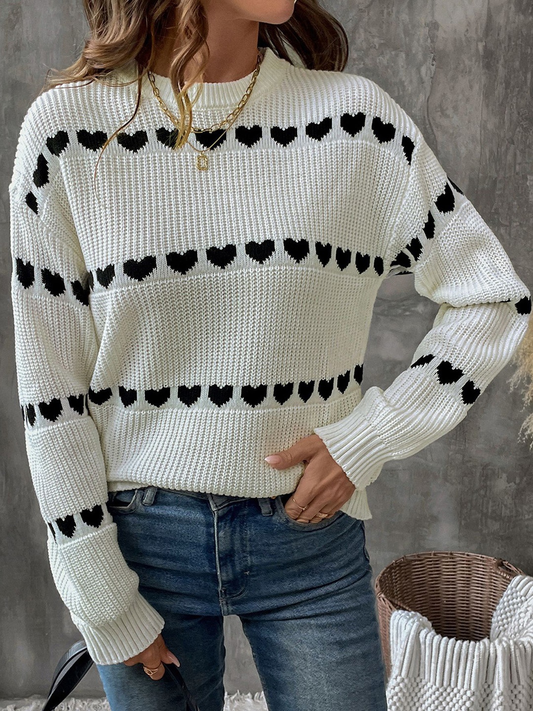 

StyleCast x Revolte Women Self Design Pullover, White