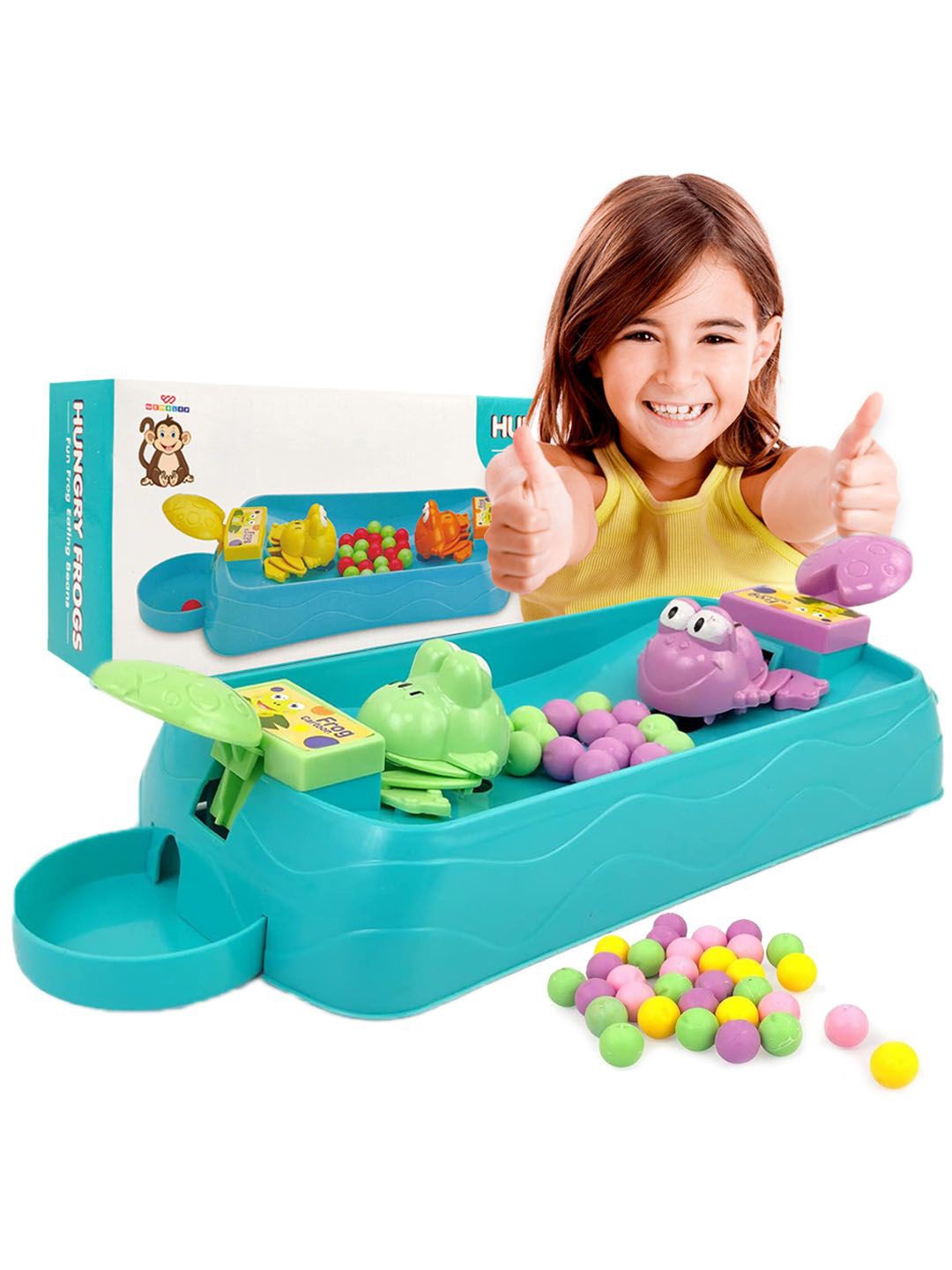 

WEMBLEY BPA Free Hungry Frog Eating Beans Games for 2 Player, Blue