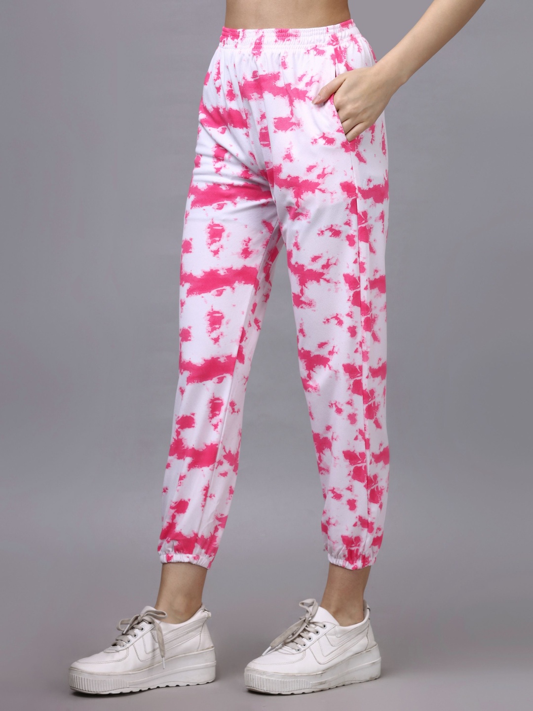 

ELLITI Tie & Dye Printed T-Shirt & Trousers Co-Ords, Pink