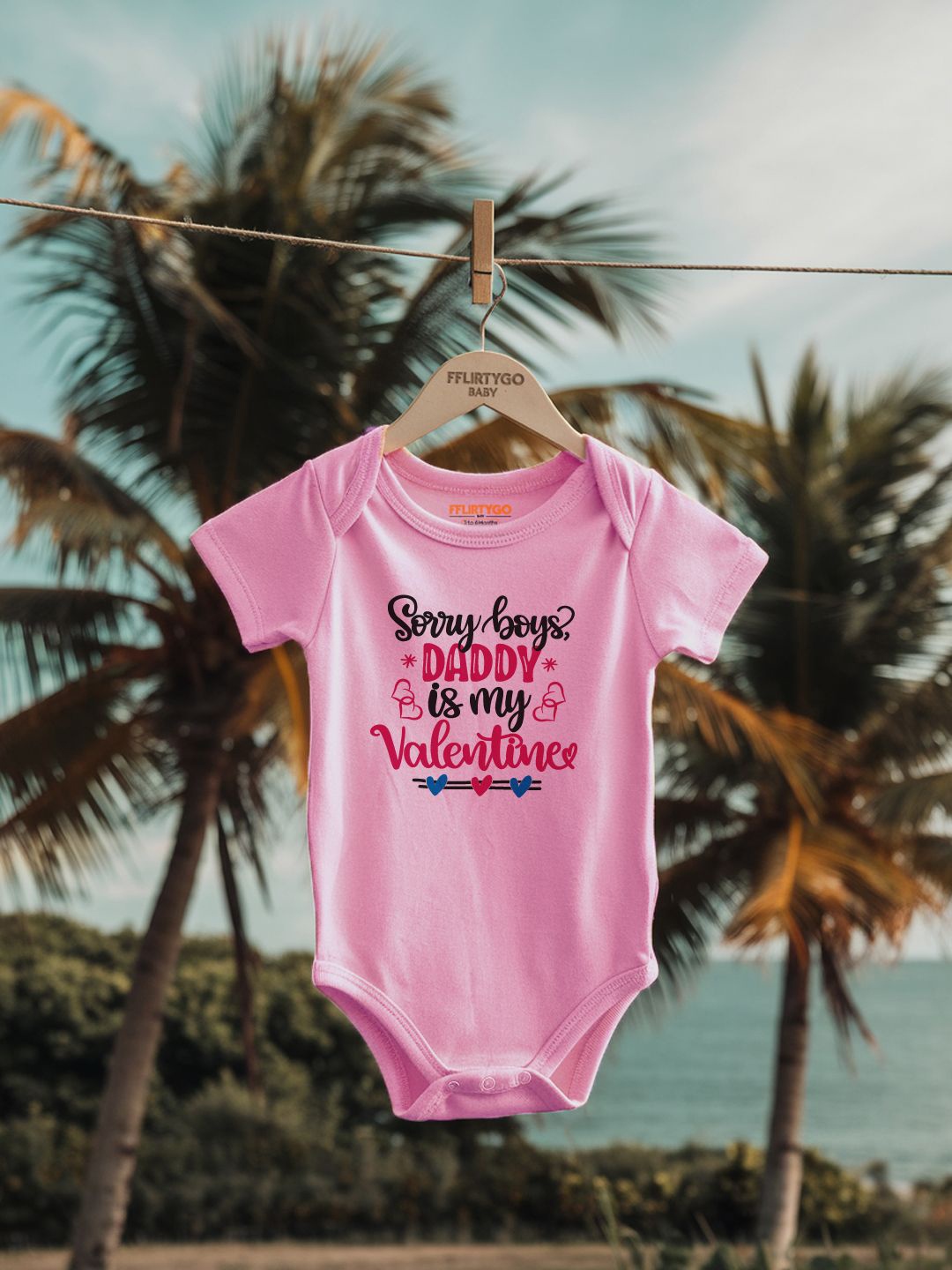 

FFLIRTYGO Infant Kids Valentine Day Printed Cotton Bodysuit, Pink