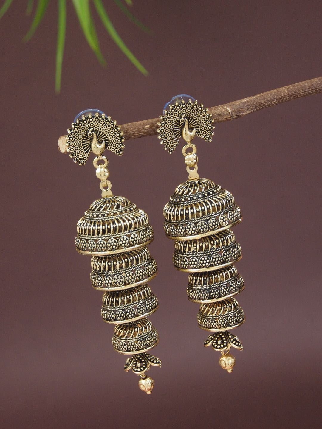 

I Jewels Contemporary Jhumkas Earrings, Gold