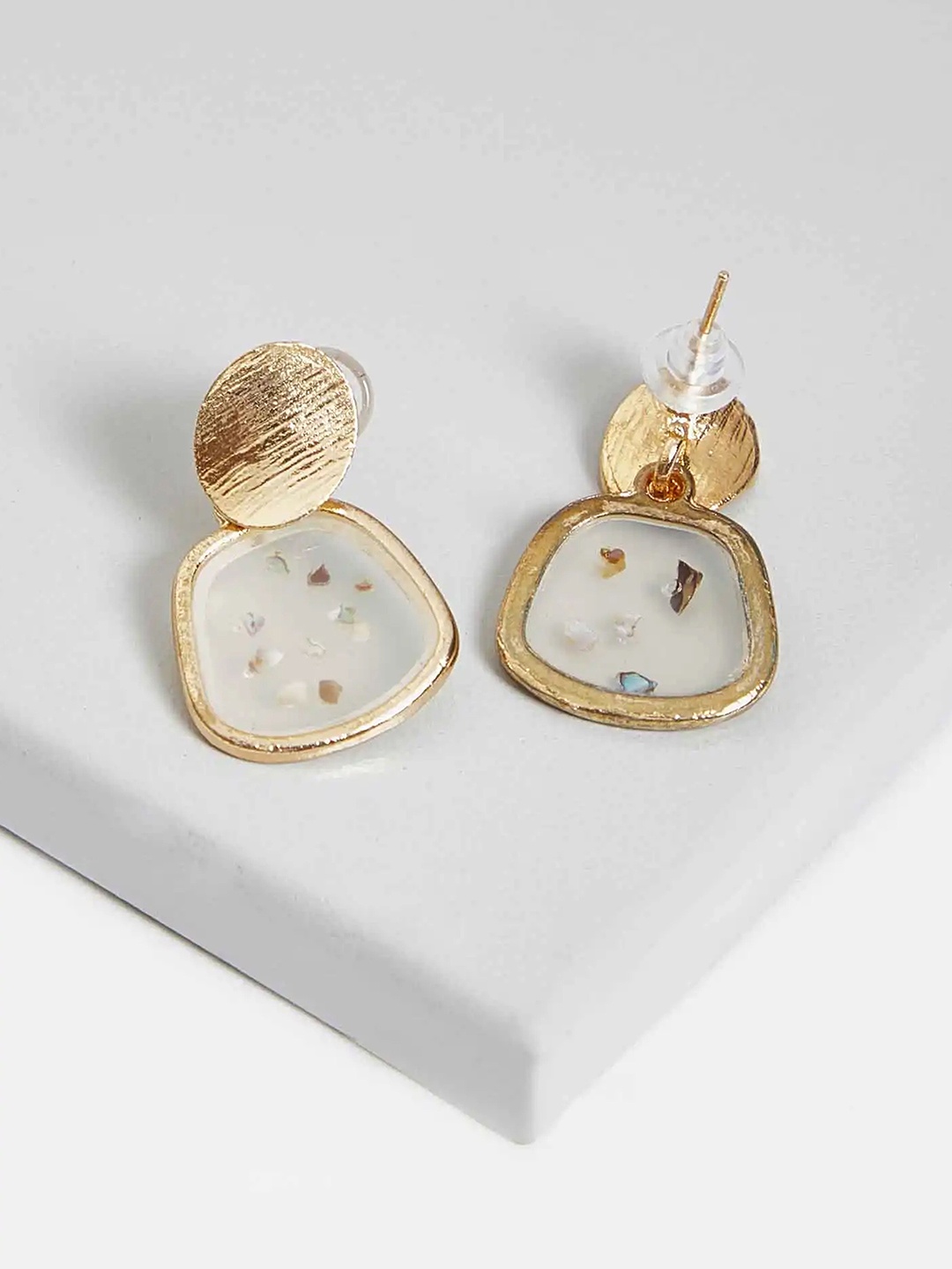

Rhea Gold-Plated Antheia Speckled Acetate Contemporary Drop Earrings