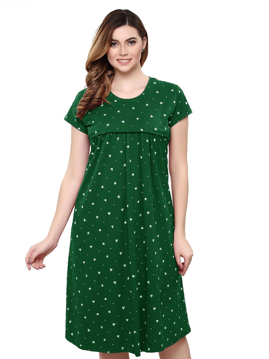 

TIGYWIGY Women Cotton Maternity Nightdress, Olive