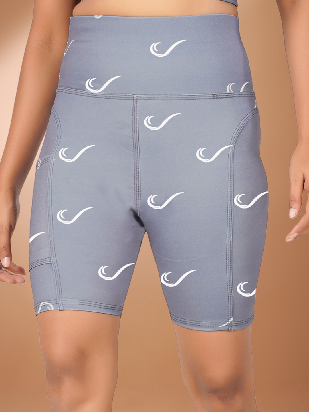 

POOJARAN SAREE Printed High Rise Tights, Grey