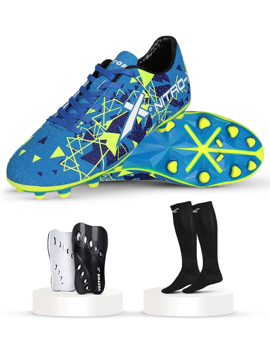 

VECTOR X Men Nitro-X Football Non-Marking Shoes, Blue