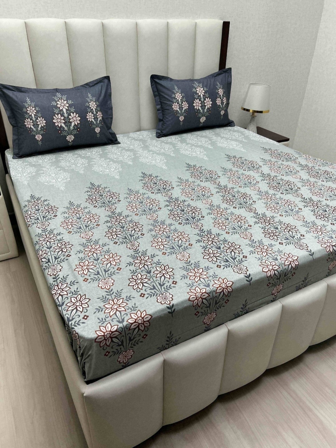 

Pure Decor Cotton King Size Double Bed Bedsheet With 2 Pillow Covers 2.74m X 2.74m, Blue