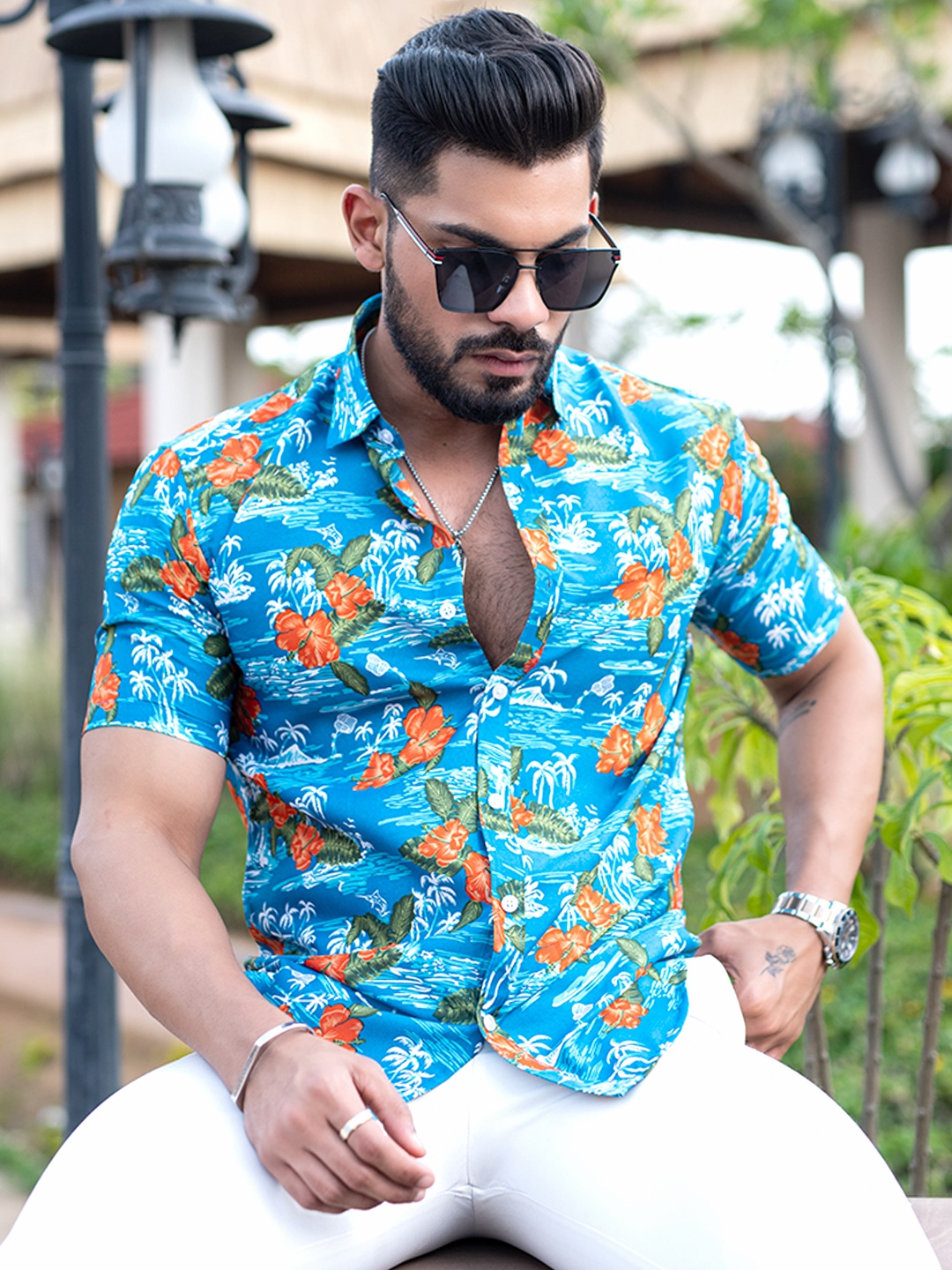 

Tistabene Men Comfort Floral Opaque Printed Casual Shirt, Blue