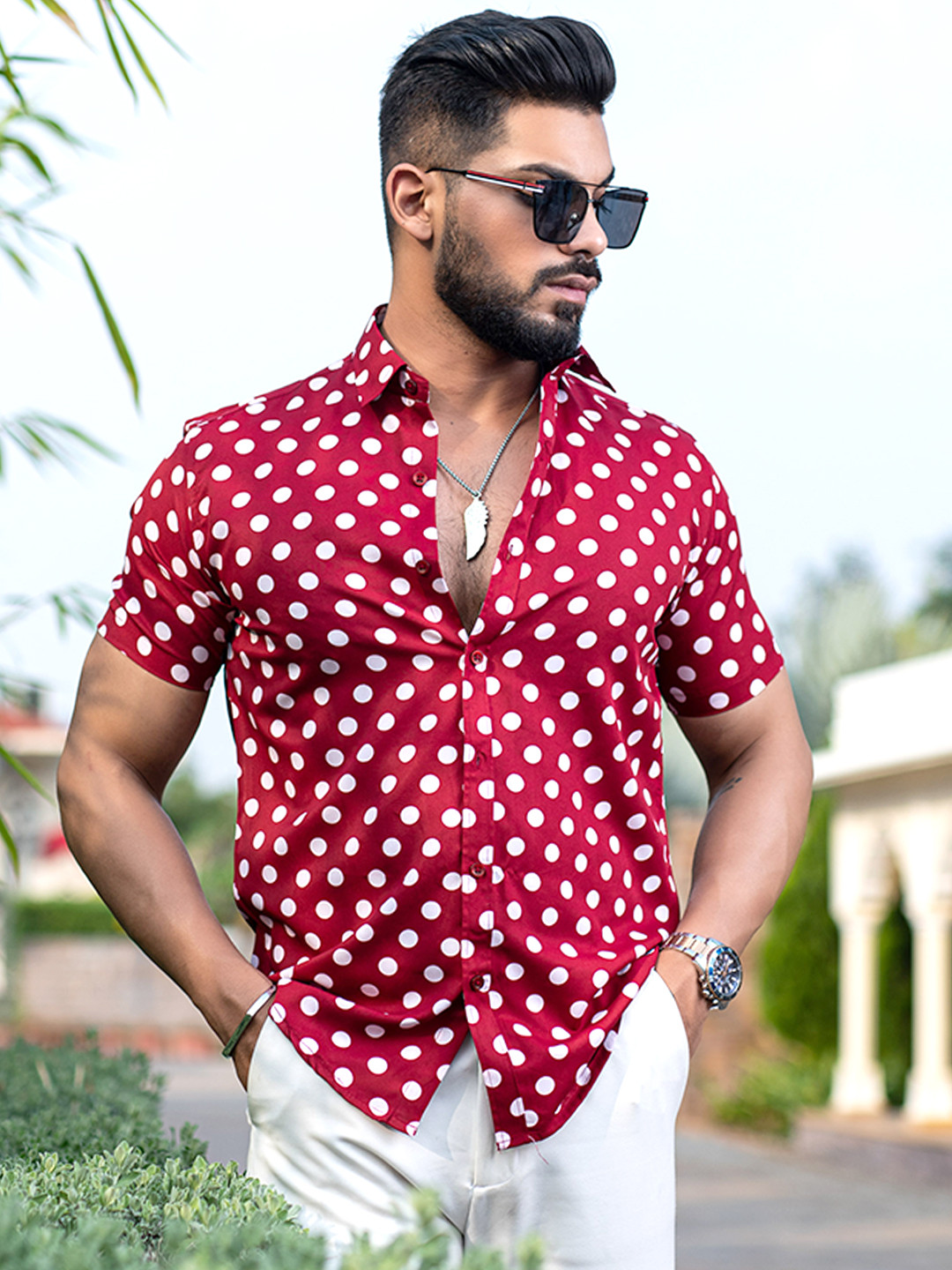 

Tistabene Men Comfort Opaque Printed Casual Shirt, Red