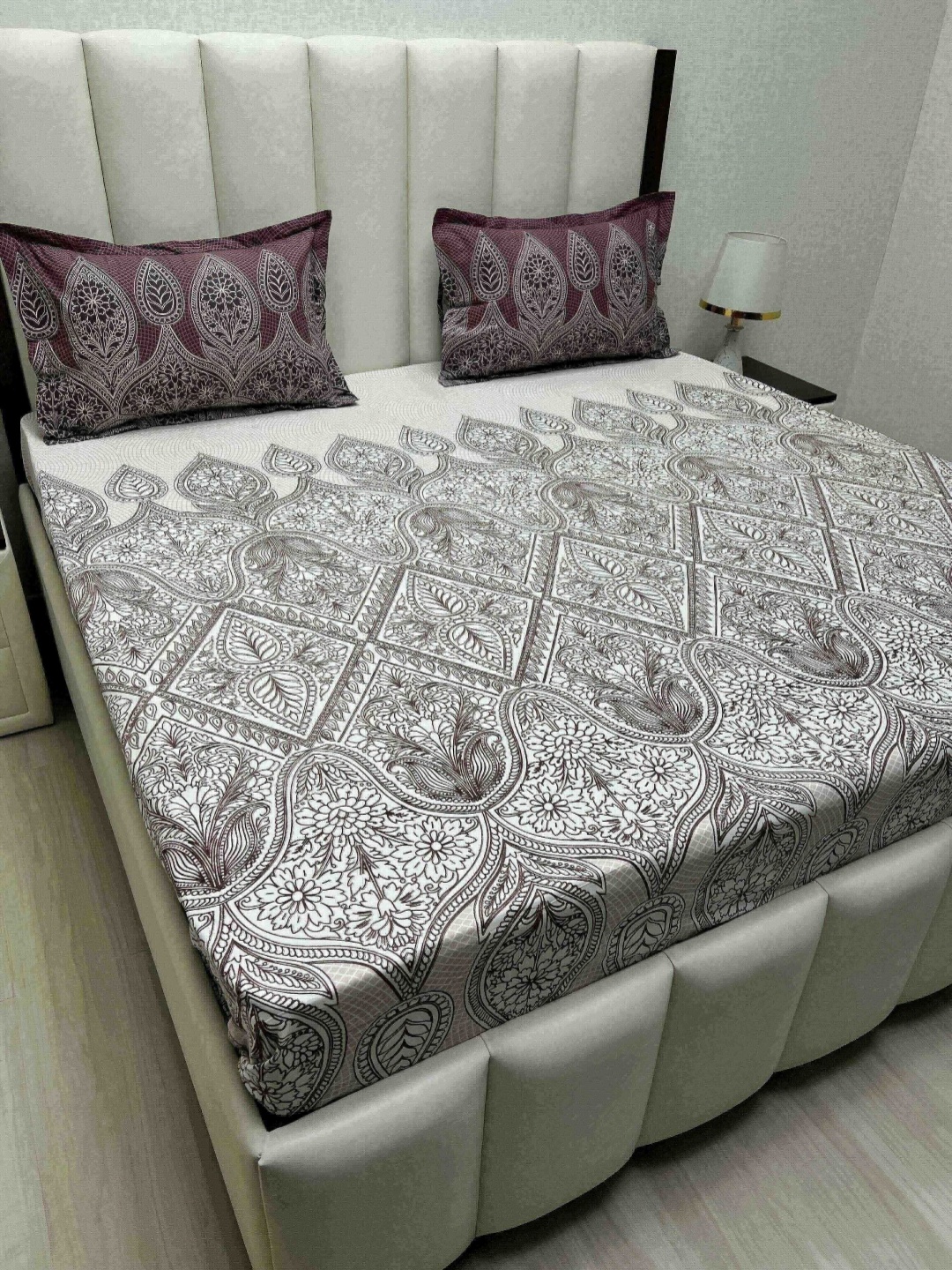 

Pure Decor Cotton King Size Double Bed Bedsheet With 2 Pillow Covers 2.74m X 2.74m, White