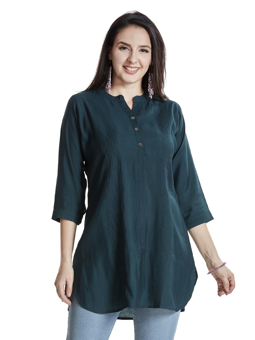 

Nioni Mandarin Collar Tunic, Green