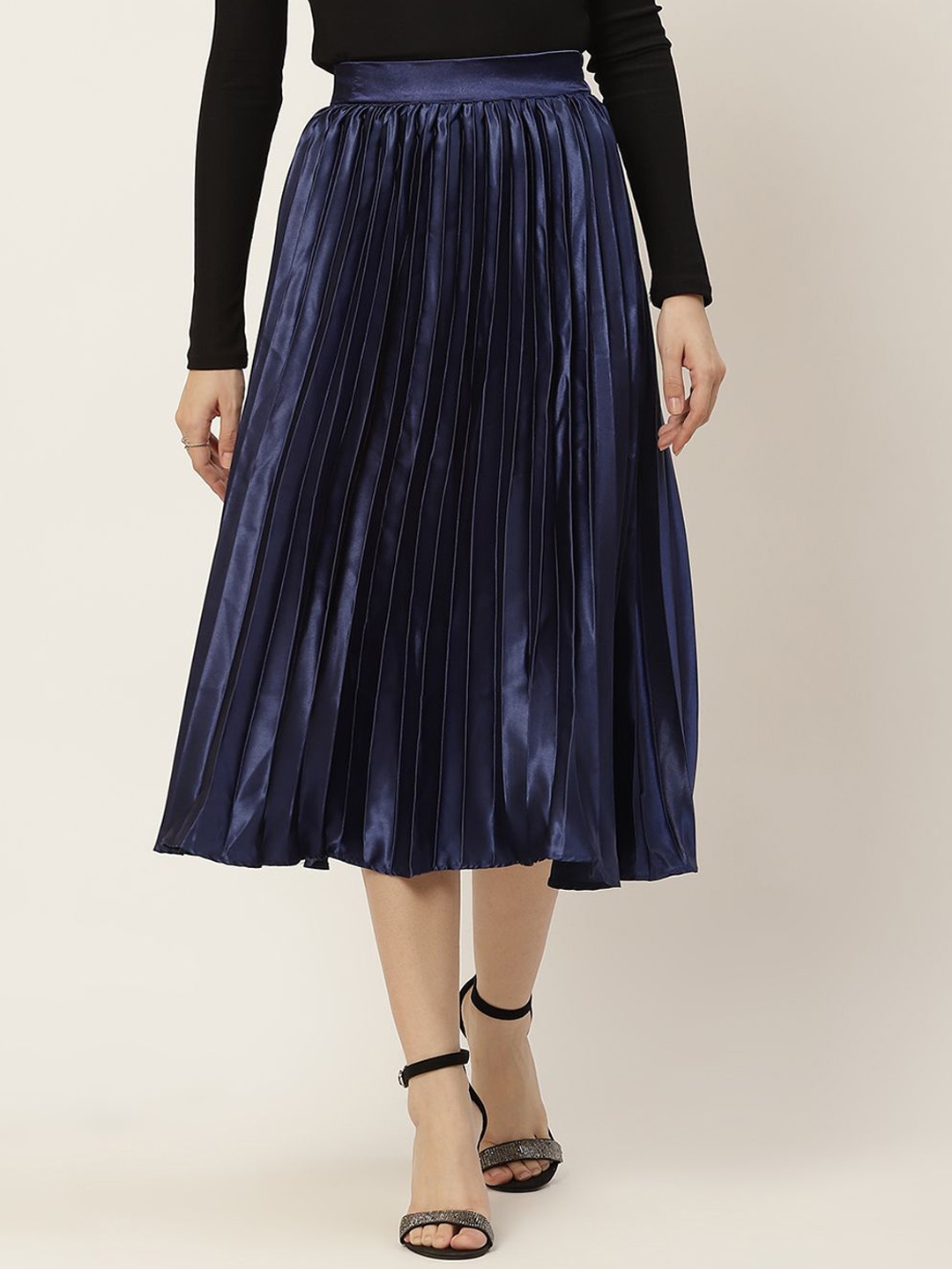 

Moda Rapido Pleated Flared Midi Skirt, Blue