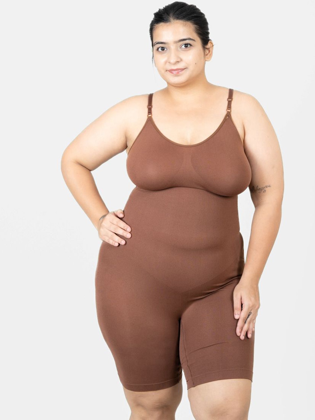 

Shapercult Women Mid Thigh Bodysuit - Body Shaper, Brown