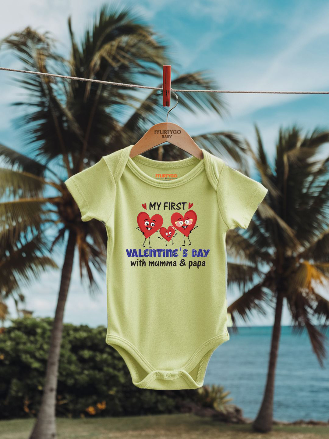 

FFLIRTYGO Infants Valentine Day Printed Cotton Bodysuit, Green