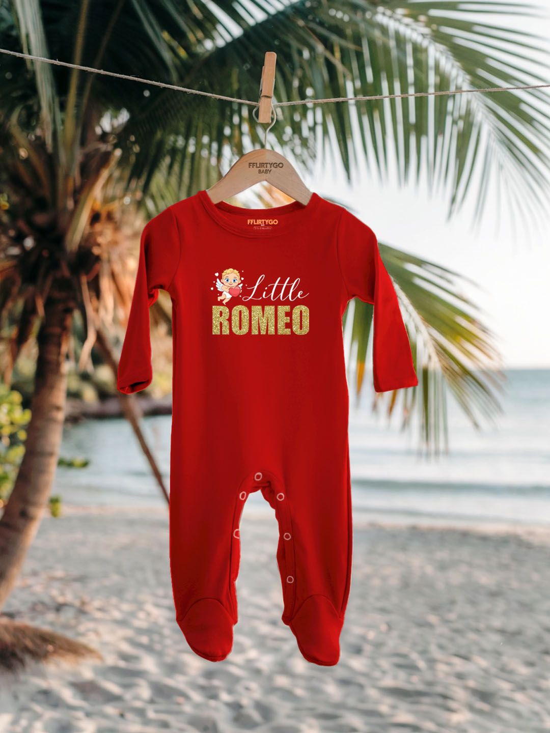 

FFLIRTYGO Infants Kids Valentine Day Printed Cotton Sleepsuit, Red
