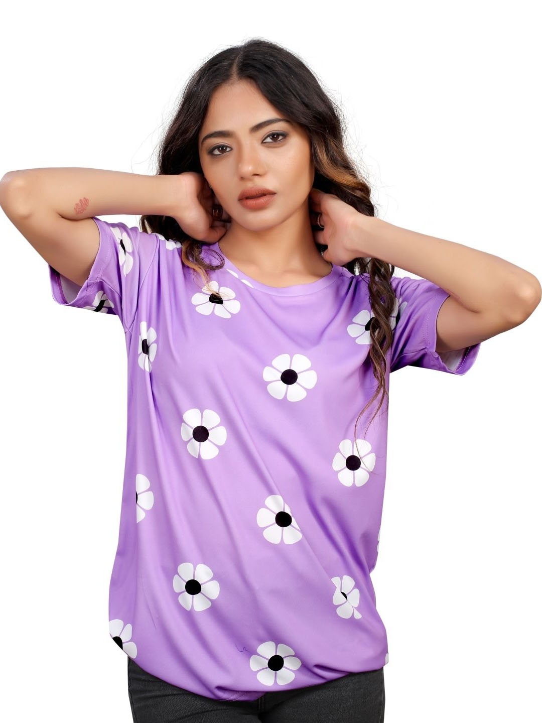 

shriez Women Printed T-shirt, Purple