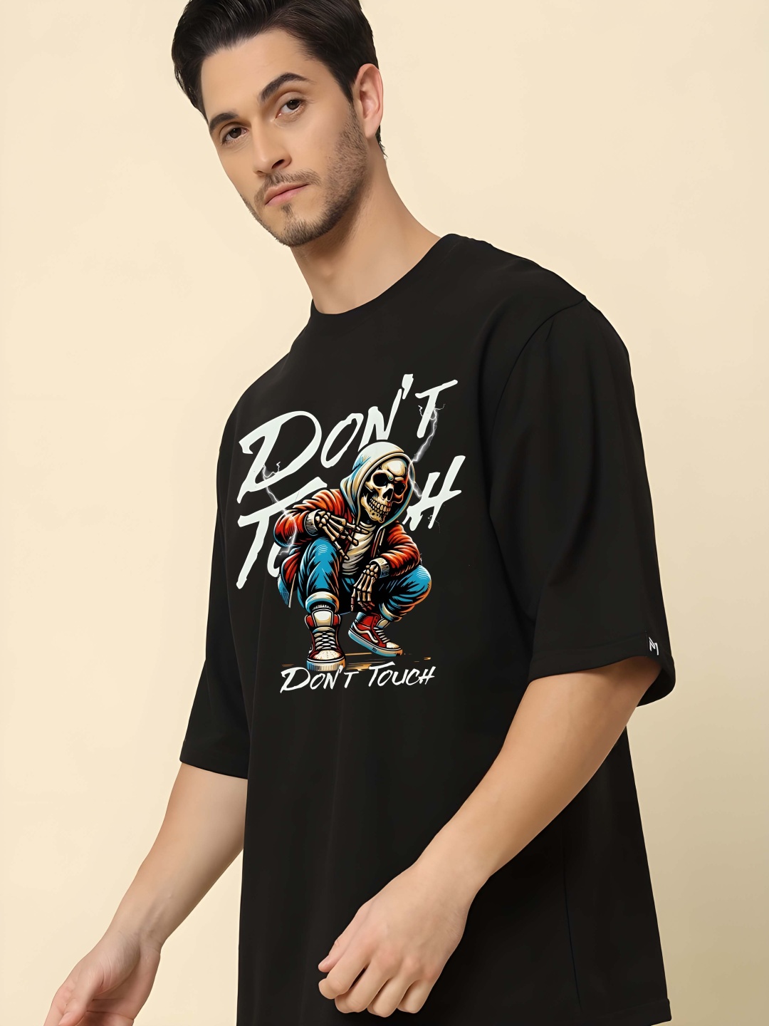 

Krimmple Men Graphic Printed Round Neck Cotton Relaxed Fit T-shirt, Black