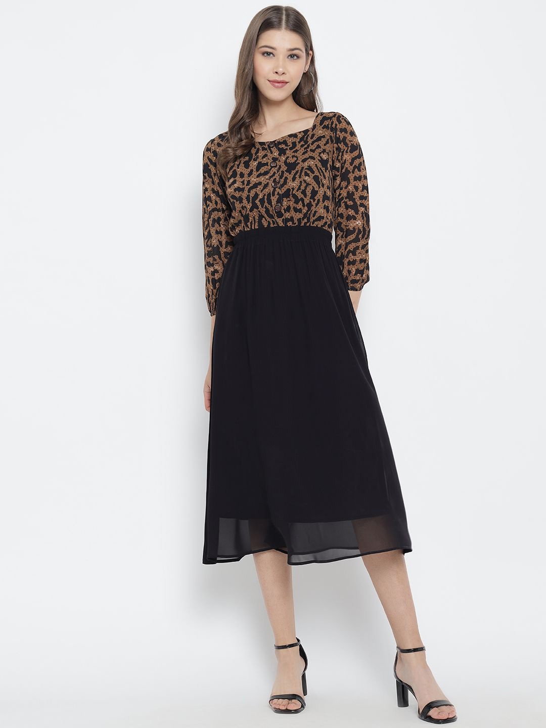 

Moda Rapido Layered Georgette Fit & Flare Midi Dress, Multi