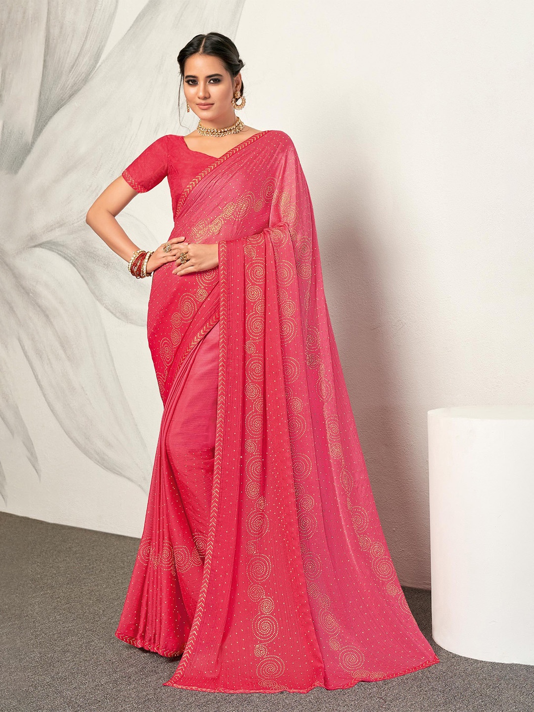 

Laxmipati Embellished Beads and Stones Saree, Pink