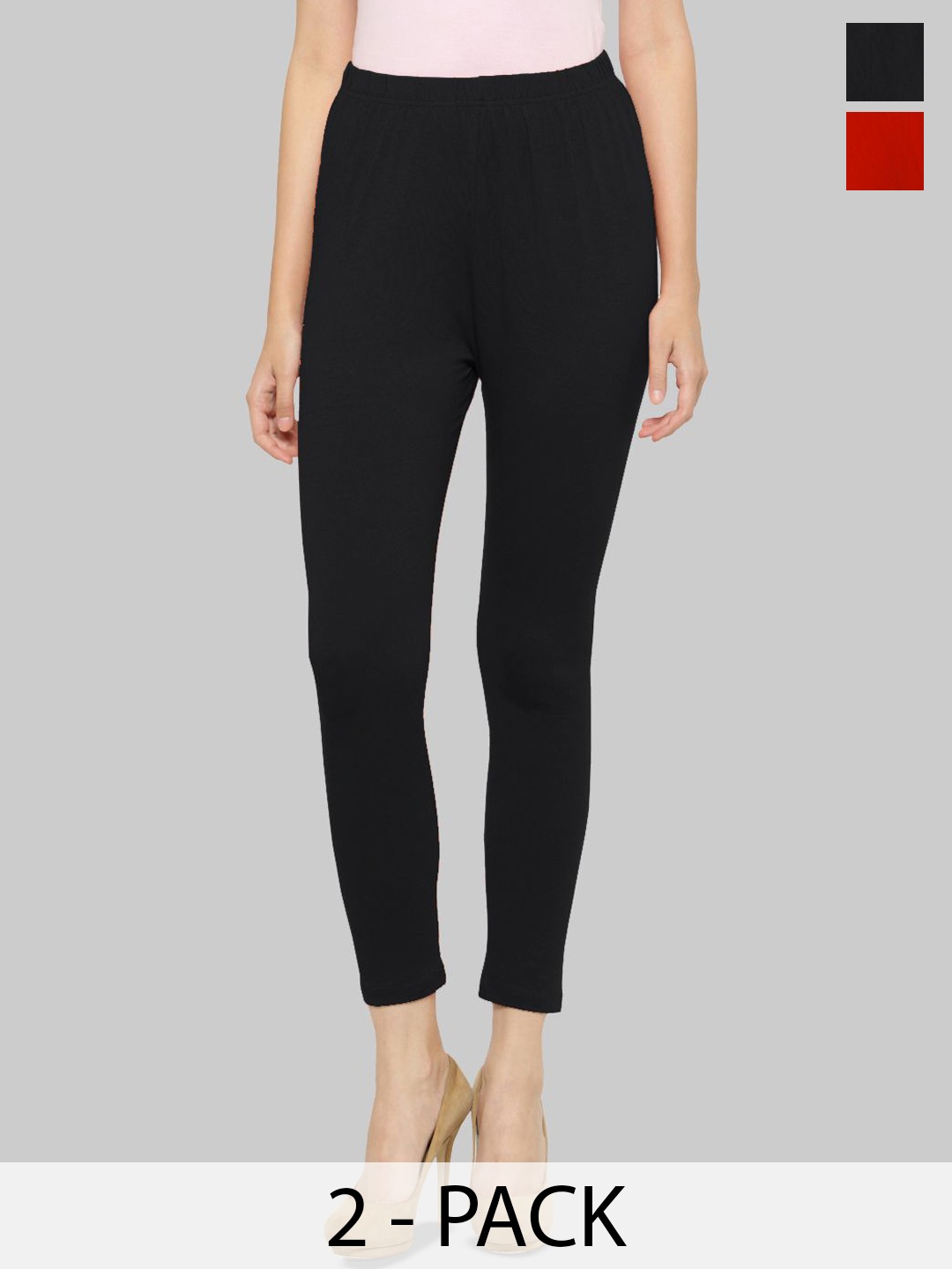 

Castle Lifestyle Women Pack Of 2 Relaxed Fit Ankle Length Leggings, Red