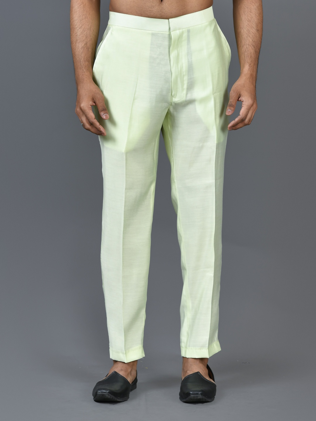

Sayisha Men Comfort Low-Rise Solid Trousers, Lime green