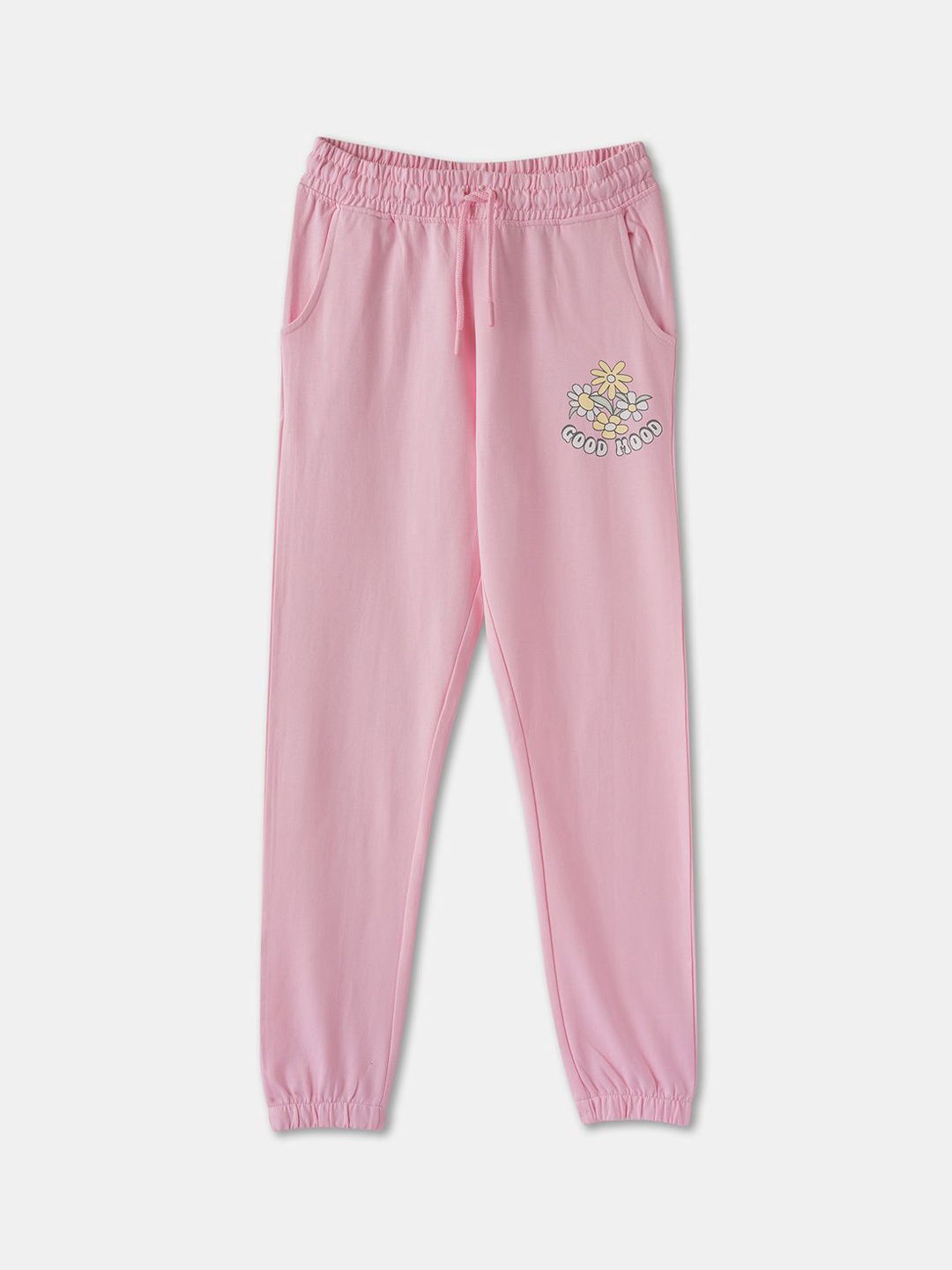 

R&B Girls Floral Printed Cotton Joggers Trousers, Pink