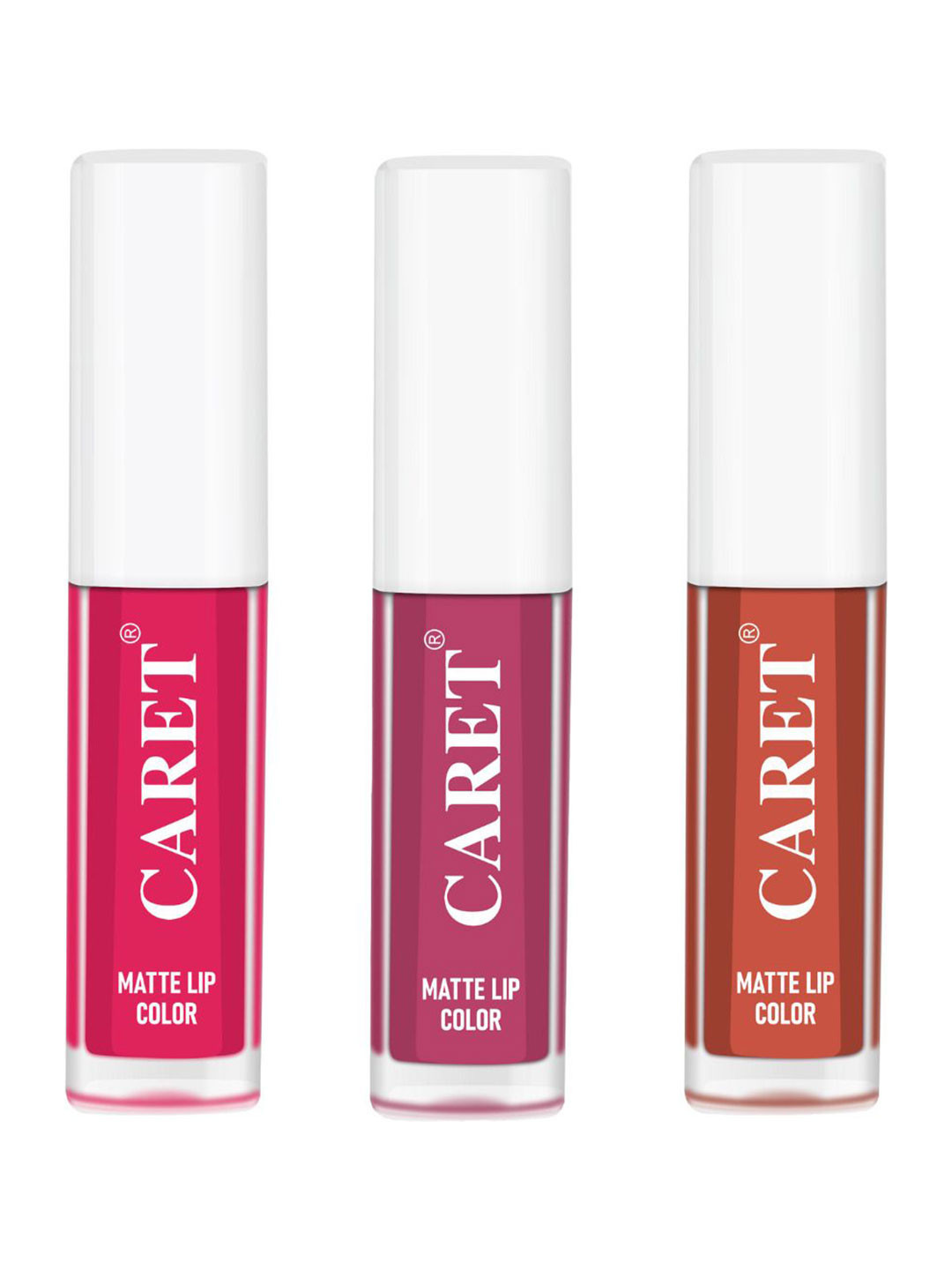 

CARET ORGANIC Set Of 3 Super-Pigmented Liquid Matte Lipsticks - 2 ml Each - 4-8-6, Pink