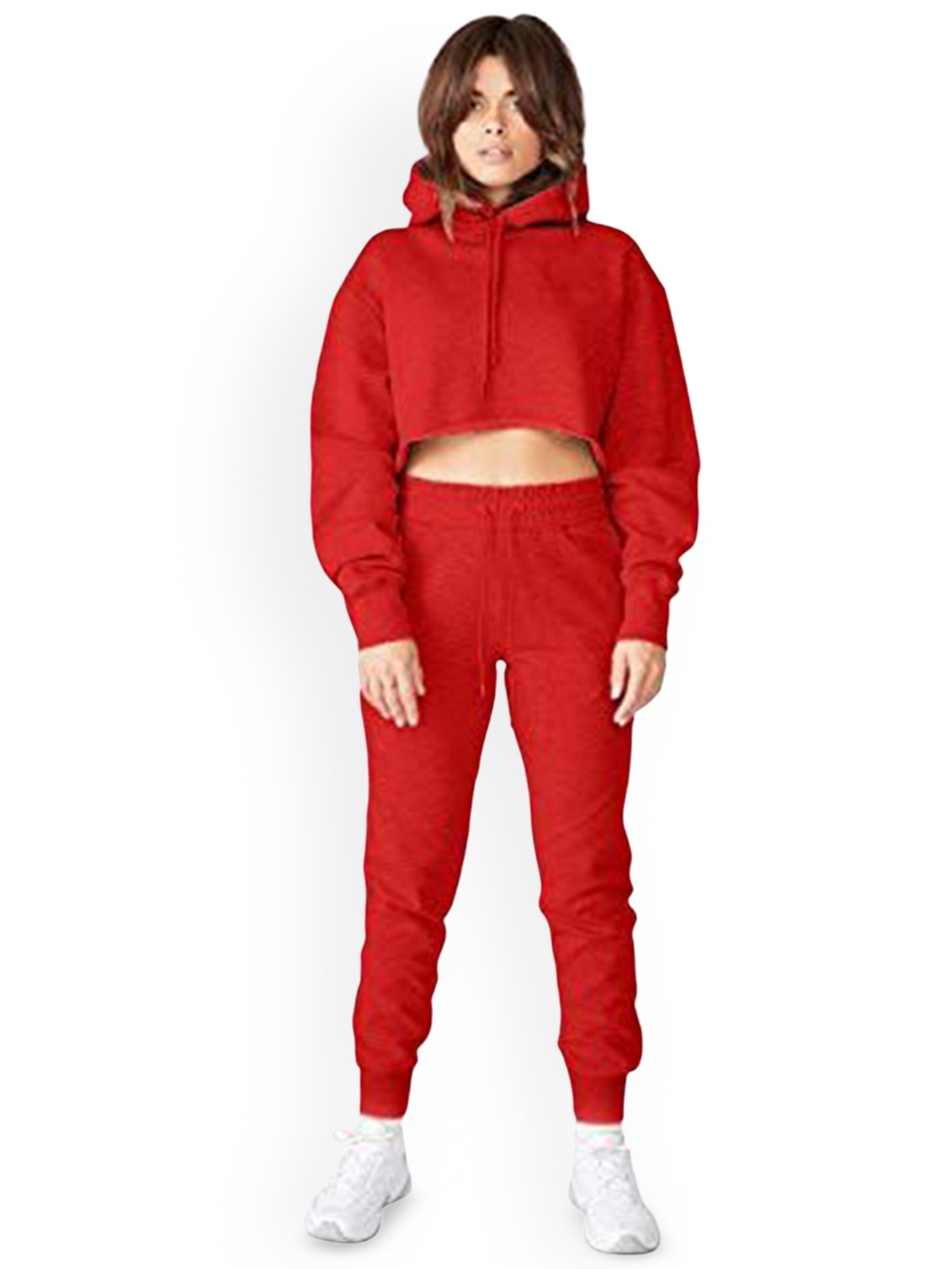 

NOTWILD Women Cotton Hooded Tracksuit, Red