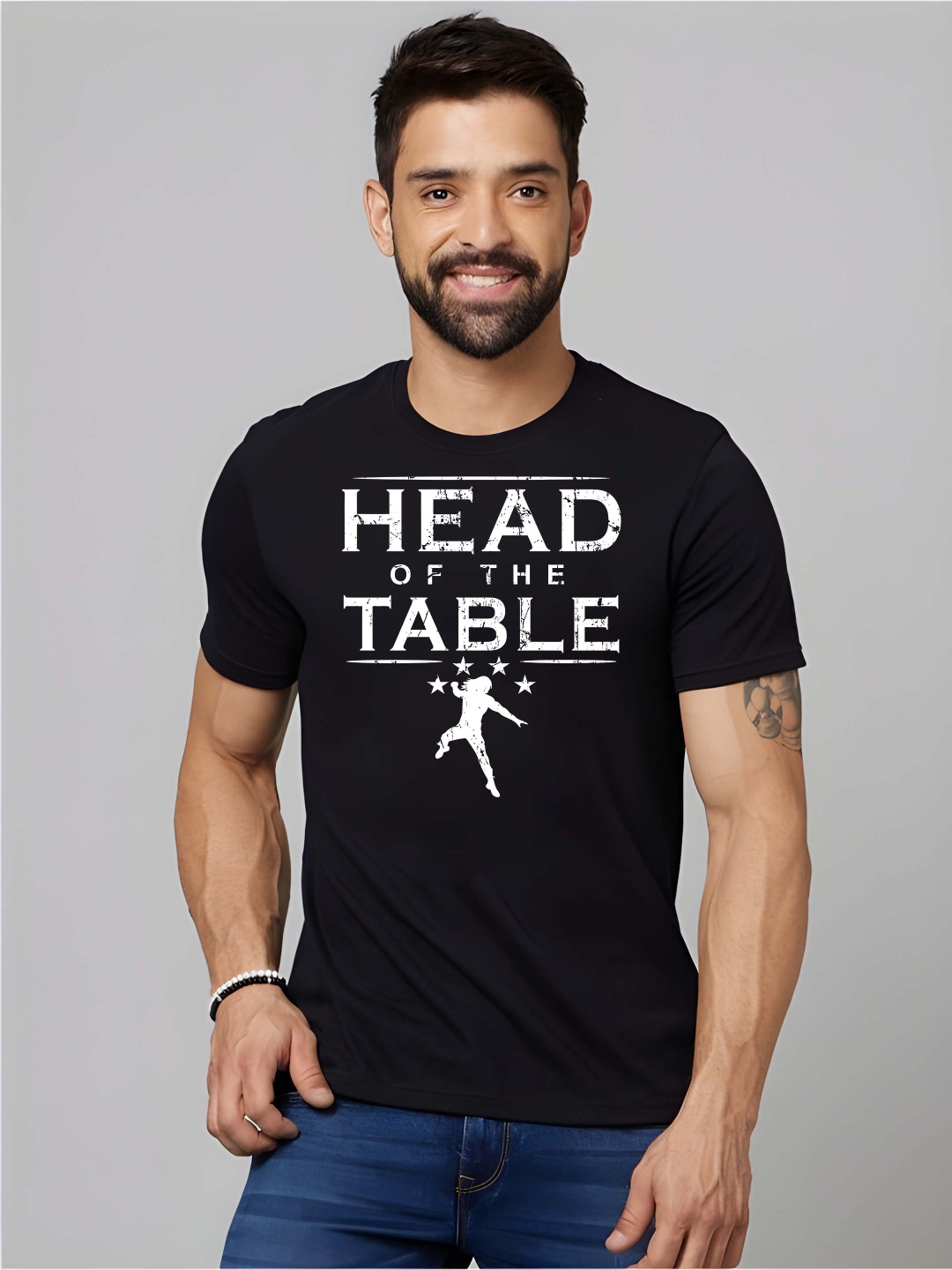 

BOWLIFESTYLE Men Typography Printed Round Neck Cotton T-shirt, Black