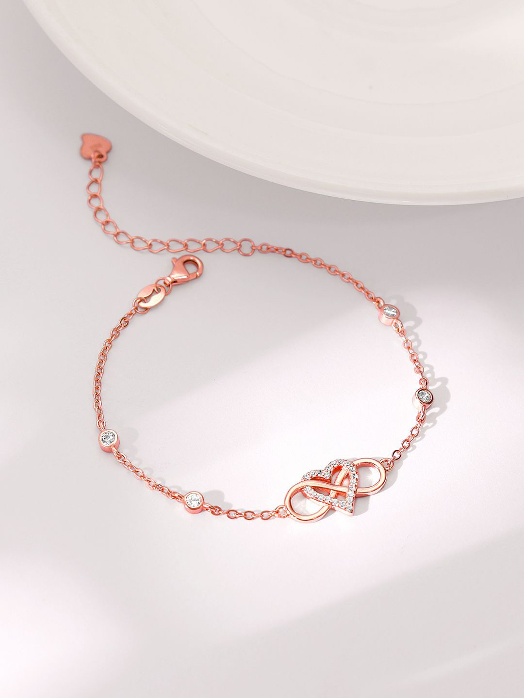 

GIVA Women Sterling Silver Rose Gold-Plated Link Bracelet