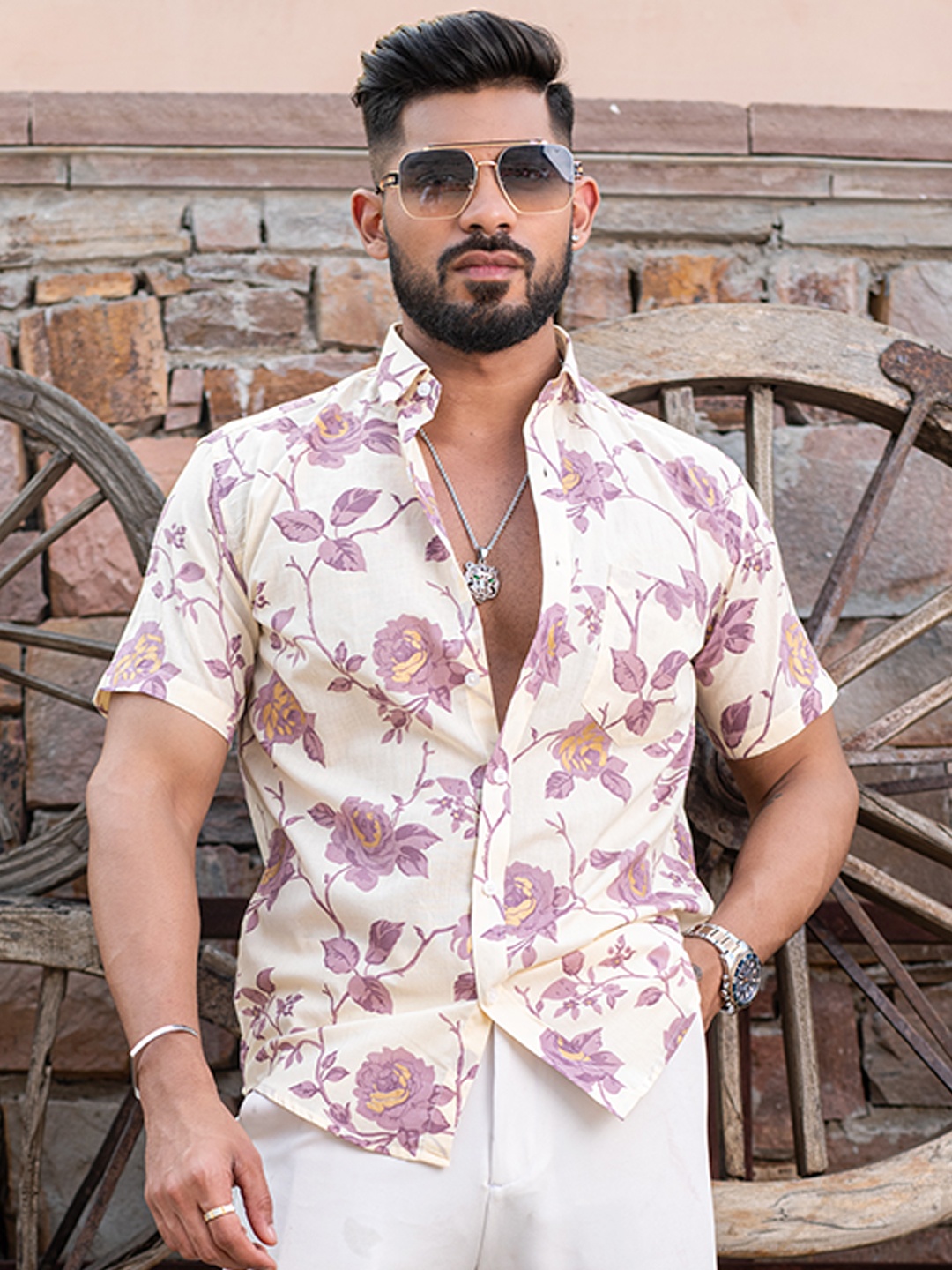 

Tistabene Men Comfort Floral Opaque Printed Casual Shirt, Purple