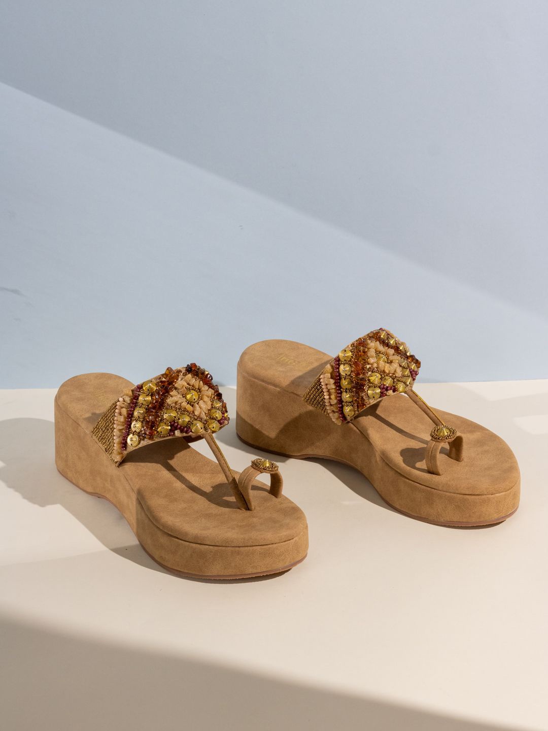 

Inc 5 Women Embellished Platform Sandals, Gold