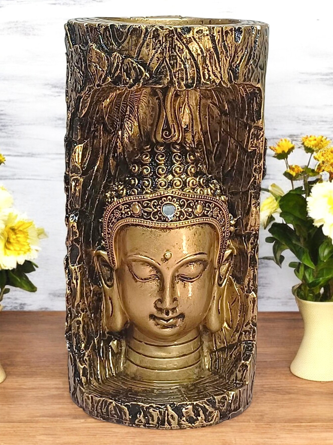 

VIVARS CRAFT Gold-Toned & Black Buddha Figurine Showpiece