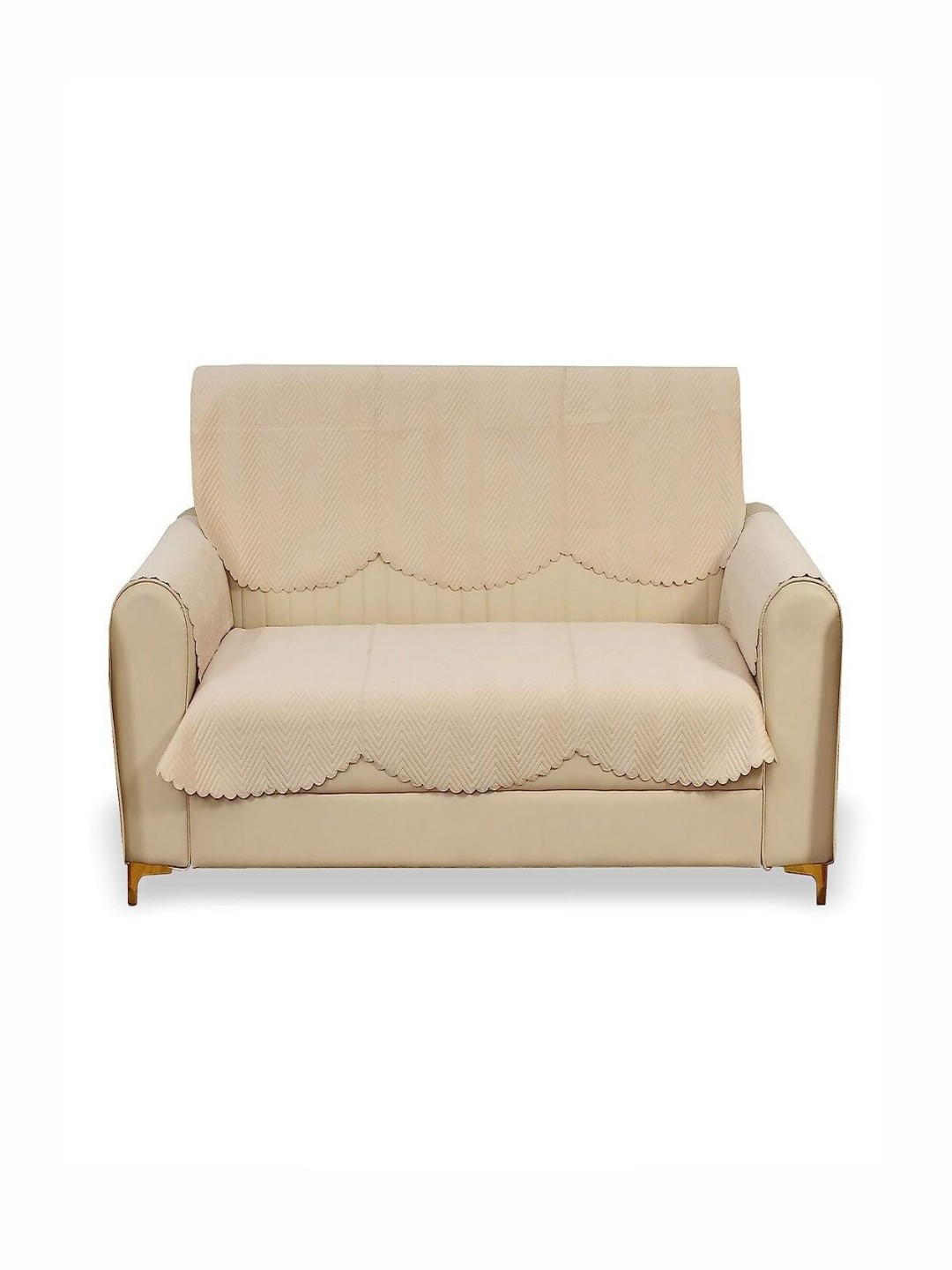 

Fashion Throw Beige 4 Pieces Quilted Three Seater Velvet Sofa Covers With Arms