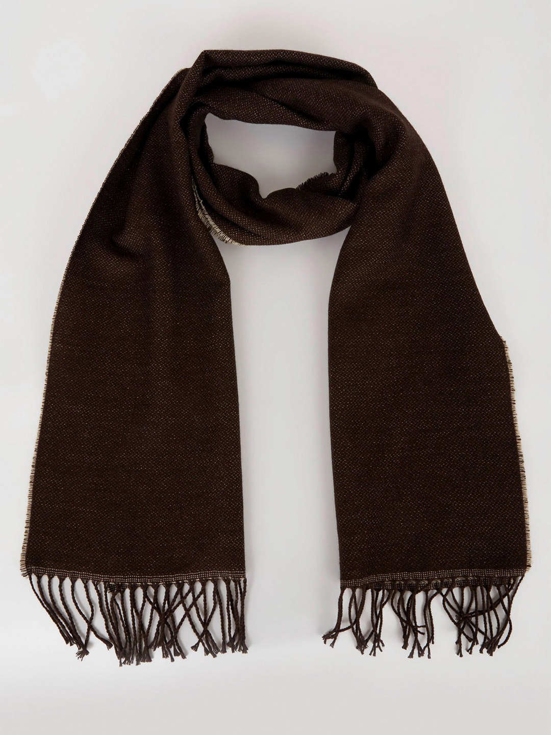 

DeFacto Men Tasselled Scarf, Brown