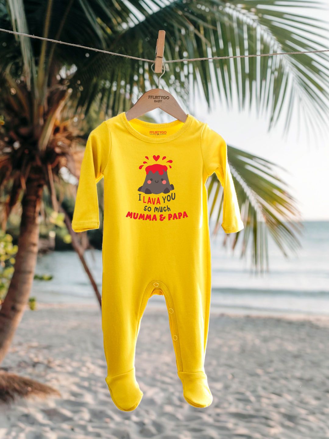 

FFLIRTYGO Infants Printed Cotton Sleepsuit, Yellow