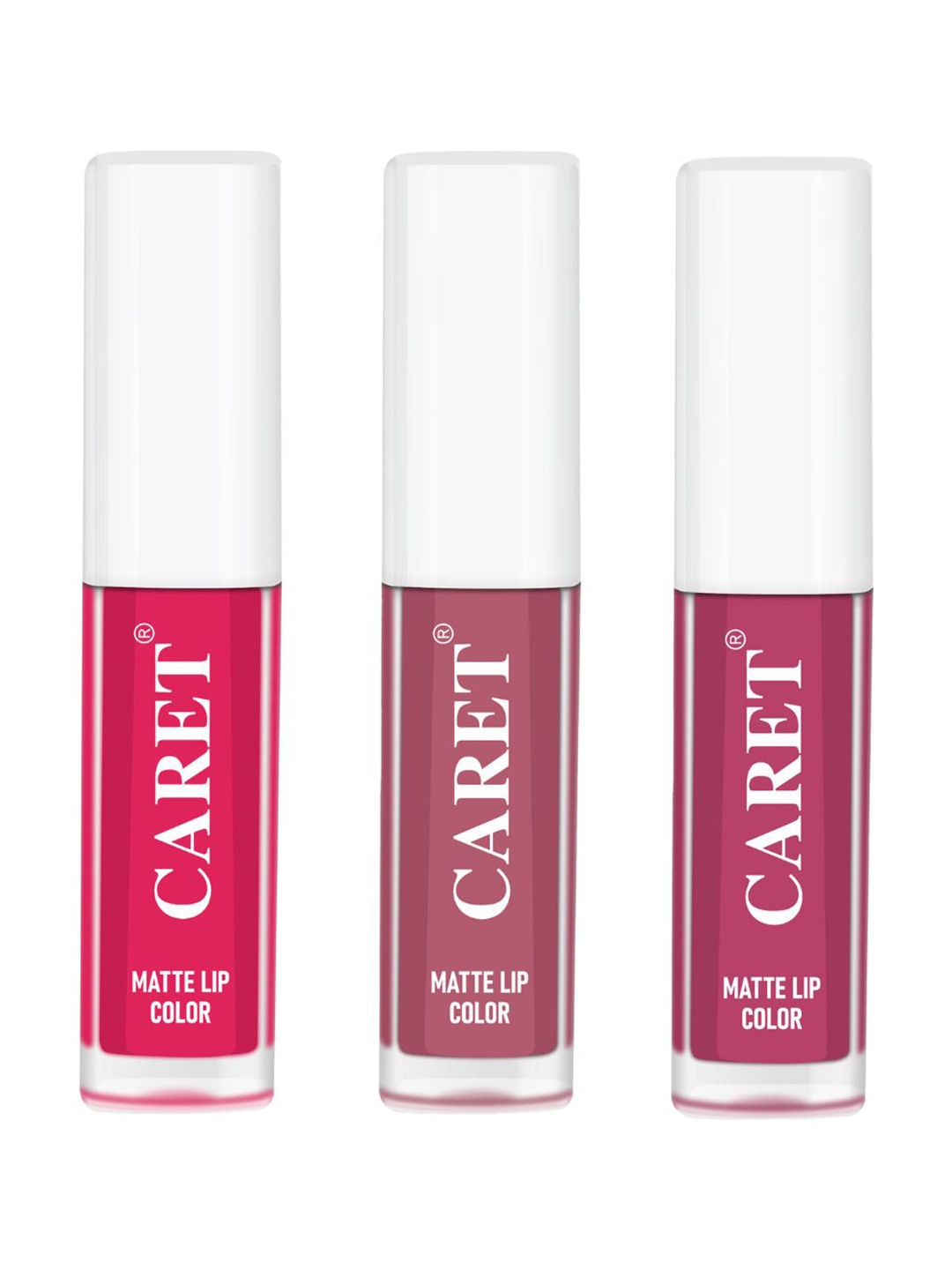 

CARET ORGANIC Set Of 3 Super-Pigmented Liquid Matte Lipsticks - 2 ml Each - 4 - 2 - 8, Pink