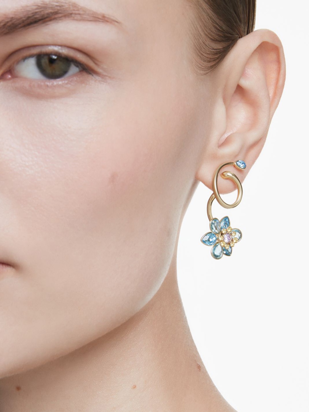 

SWAROVSKI Gold-Plated Crystal Studded Contemporary Shaped Drop Earrings