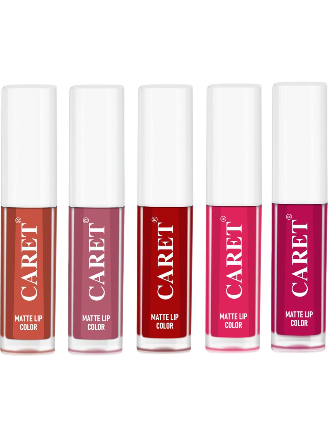 

CARET ORGANIC Set Of 5 Smudge Proof Liquid Matte Lipsticks -10 ml-Shade- 6 - 2 - 3 - 4 - 5, Red