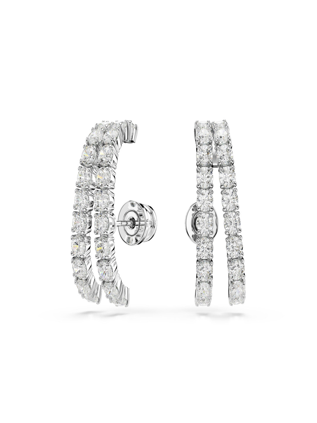 

SWAROVSKI Rhodium-Plated Crystal Studded Contemporary Shaped Studs, Silver