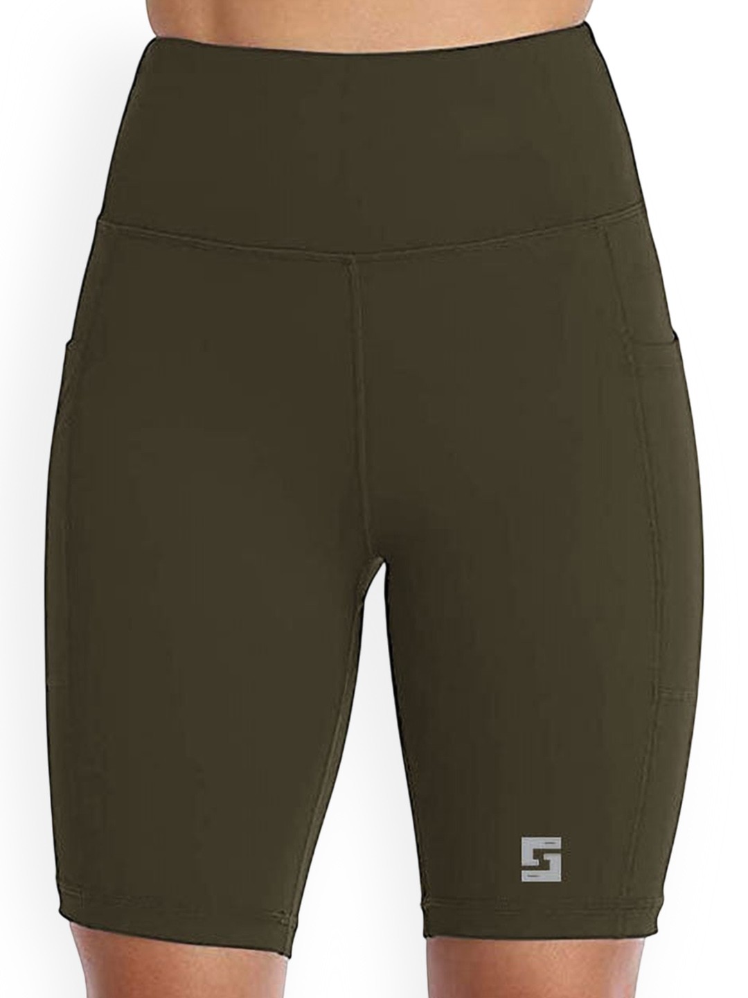 

POOJARAN SAREE Women High Rise Above Knee Sports Tights, Green