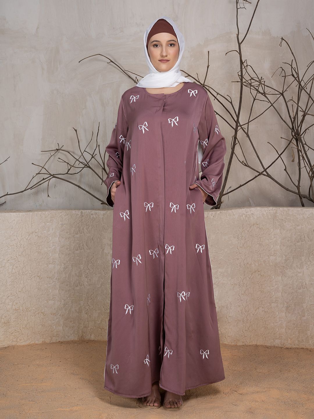 

SANASH Collections Women Embroidered Abaya Burqa, Mauve