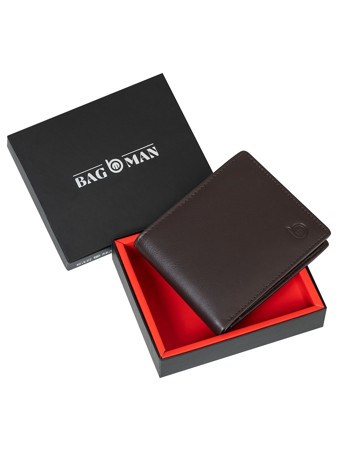 

BAGMAN Men Leather Two Fold Wallet, Brown
